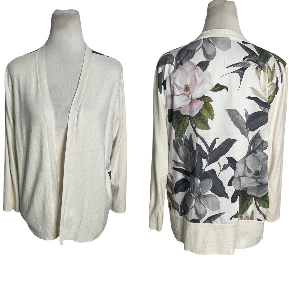 Ted Baker Jemiima Opal Printed Floral Back Cardigan Sweater  Size 5 US 12